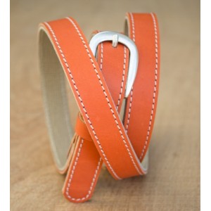 CEINTURE CUIR ORANGE| La fine